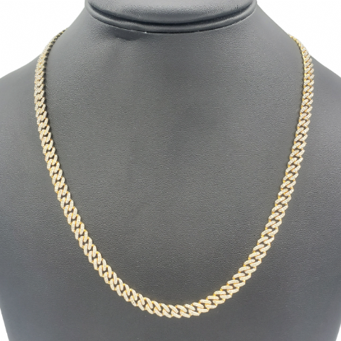 Iced Out Miami Cuban Chain 5.75ct 14k Yellow Gold