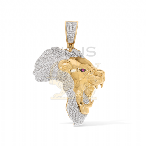Diamond Lion Africa Pendant 0.62 ct. 10k Yellow Gold