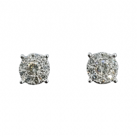 Diamond Circle Earrings 0.45ct 14K White Gold