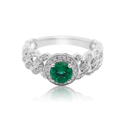 Diamond Ring 0.26 ct. 14K White Gold Green Center Stone