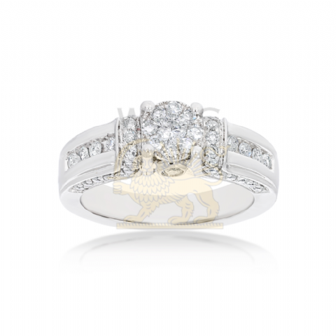 Diamond Engagement Ring 0.90 ct. Fancy Setting 14k White Gold