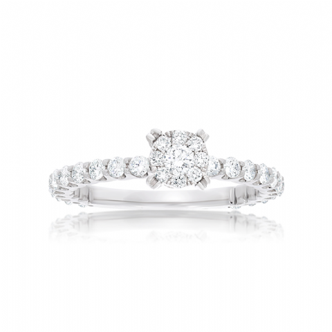 Diamond Engagement Ring 0.93 ct. Fancy 14k White Gold