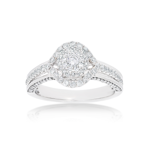 Fancy Diamond Engagement Ring 0.94 ct. 14k White Gold