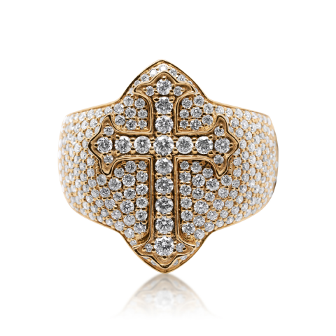 Diamond Cross Ring 2.50 ct.  10K Yellow Gold