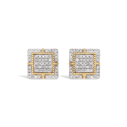 Diamond Earrings Square Design 0.26 ct. 10k Yellow Gold