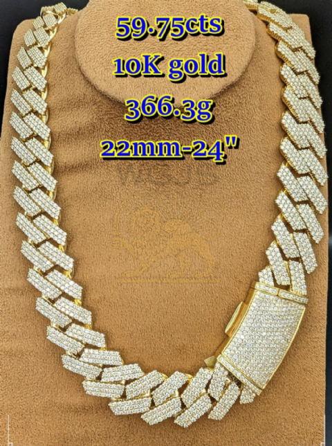 Diamond Miami Cuban Necklace 59.75 ct. 10k Yellow Gold 22 mm