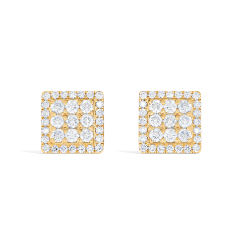 Square Diamond Earrings 1.60 ct. 10k Yellow Gold