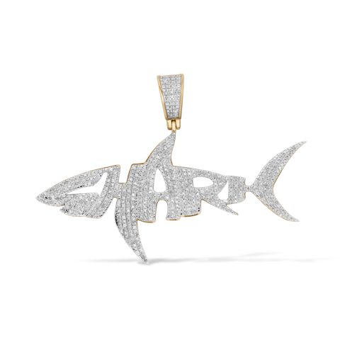 Diamond Shark Pendant  0.76 ct. 10K Yellow Gold