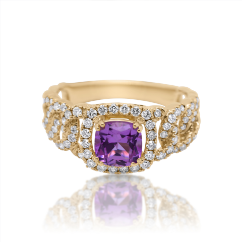Diamond Ring 0.55 ct. 14K Yellow Gold Pink