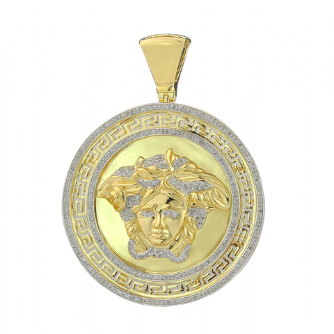 Diamond Versace Eternity Medallion Pendant 0.95 ct. 10K Yellow Gold