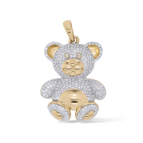 Diamond Teddy Bear Pendant 1.09 ct. 10K Yellow Gold