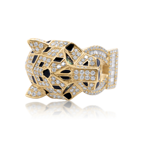 Diamond Jaguar Ring 1.75 ct. 14K Yellow Gold