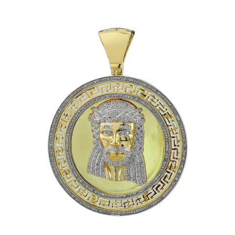 Diamond Jesus Medallion Pendant 1.05 ct. 10k Yellow Gold