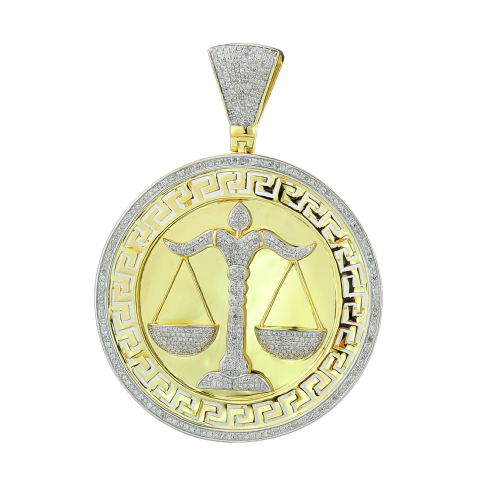 Diamone Scale Of Justice Pendant - 2.60 ct. 10K Yellow Gold