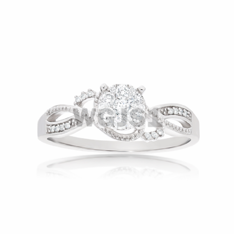 Diamond Engagement Ring 0.22 ct. Fancy Setting 14k White Gold