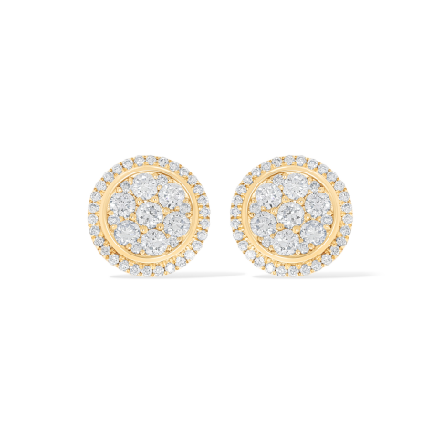 Round Design Diamond Earrings 0.88 ct. 10k Yellow Gold
