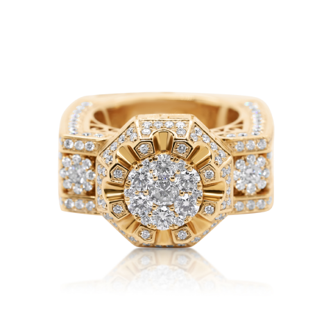 Diamond Ring 3.90 ct. 14K Yellow Gold Size-8