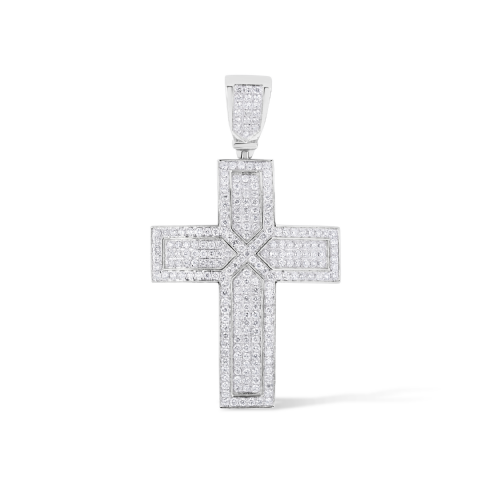 White Diamond Cross 6.54 ct. 14K White Gold