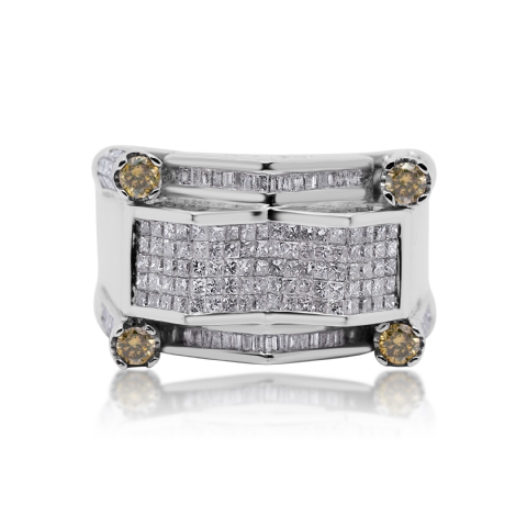 White and Canary Diamond Ring 3.30 ct. 14K White Gold