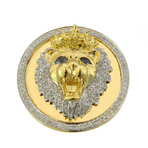 Diamond Lion Head Ring 0.59 ct. 10K Yellow Gold 11.45g