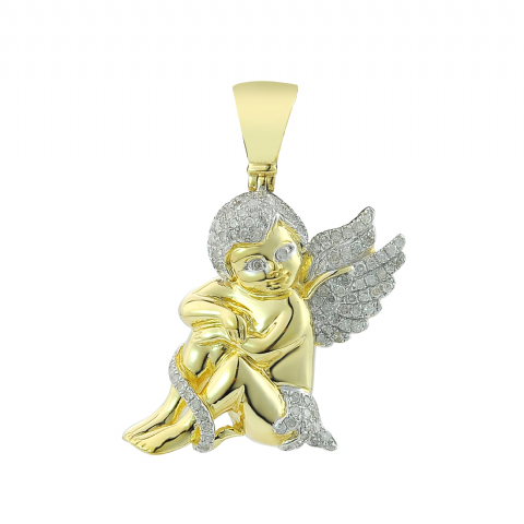 Diamond Angel Pendant - 0.65 ct. 10K Yellow Gold 7.08 g