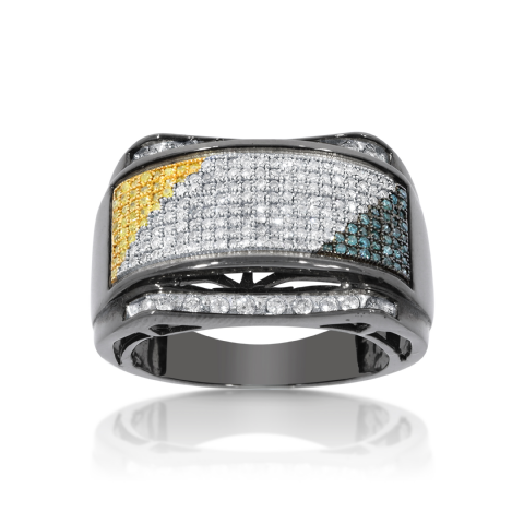 Tri-Color Diamond Ring 1.00 ct. 10K Black Gold