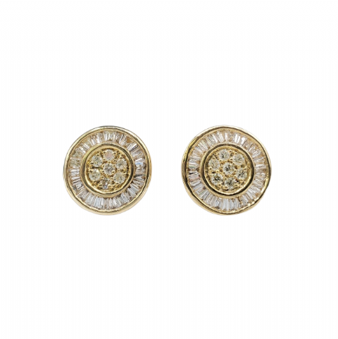 Baguette Diamond Circle Earrings 0.62ct 10K Yellow Gold