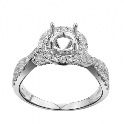 Diamond Engagement Mounting Ring 0.77 ct. 14K White Gold