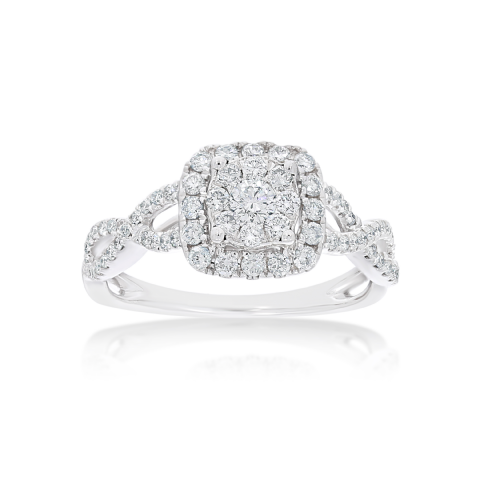 Diamond Engagement Ring Rounded-Square Halo 0.62 ct. 14k White Gold