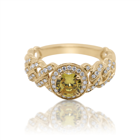 Diamond Ring 0.26 ct. 14K Yellow Gold Round Yellow Center Stone