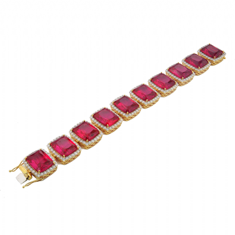 Ruby & Diamond Bracelet 14.63 ct. 10k Yellow Gold