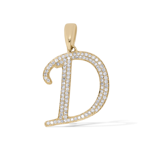 Diamond Letter D Pendant 0.25 ct. 14K Yellow Gold