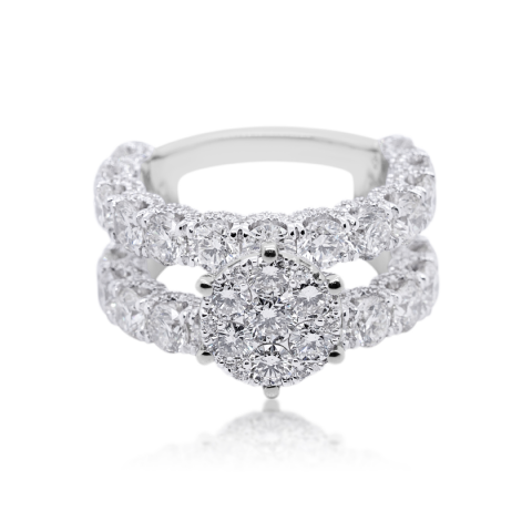 Diamond Attached Engagement and Band Ring 6.65 ct. 14K White Gold