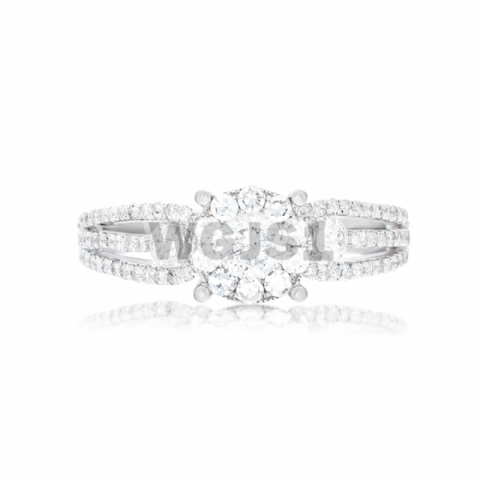 Diamond Engagement Ring 0.97 ct. Fancy Round 14k White Gold