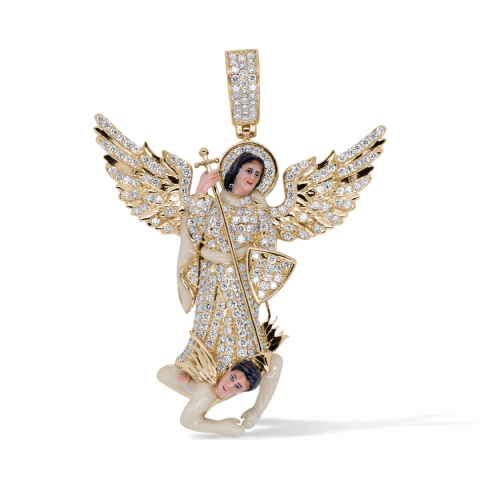 Diamond Guardian Angel Pendant 2.69 ct. 10K Yellow Gold