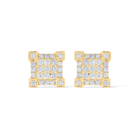 Square Design Diamond Earrings 1.10 ct. 10k Yellow Gold