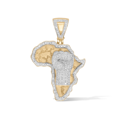 Diamond Map of Africa Pendant 0.92 ct. 10K Yellow Gold