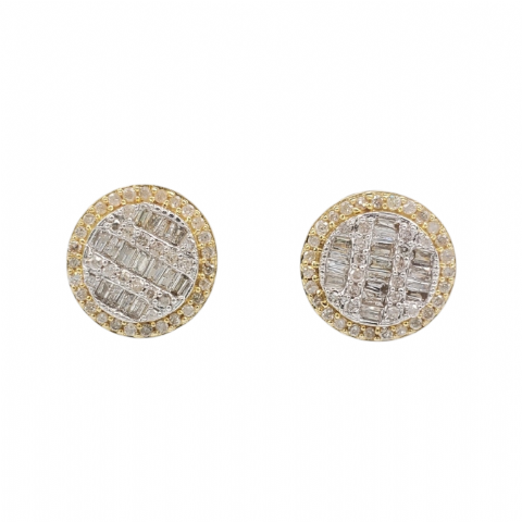 Baguette Diamond Circle Earrings 0.49ct 10k Yellow Gold