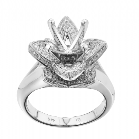 Diamond Engagement Mounting Ring  0.75 ct. 14K White Gold