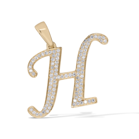 Diamond Letter H Pendant 0.25 ct. 10K Yellow Gold