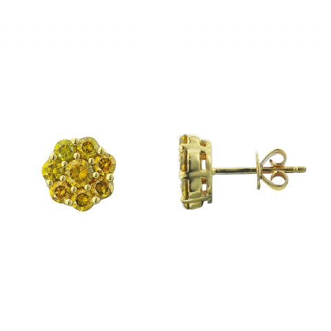 Canary Diamond Earrings 1.32 ct. 10K Yellow Gold 2.29g