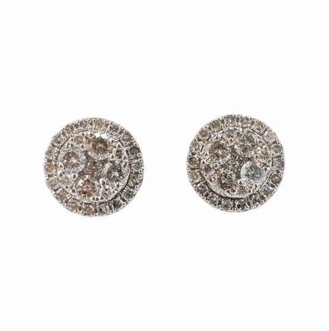 Diamond Circle Earrings 1.15ct 14K White Gold