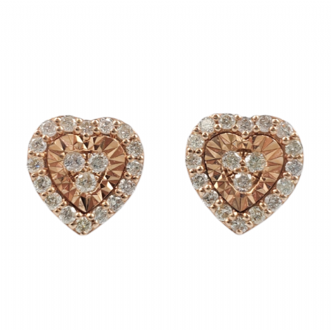 Diamond Heart Earrings 0.45ct 14k Rose Gold