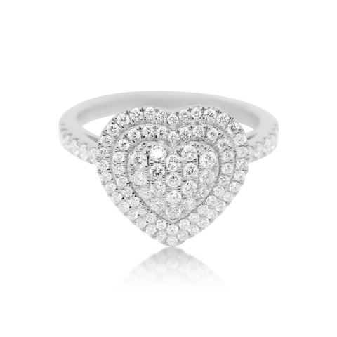 Diamond Heart Ring 0.77 ct. 14K White Gold