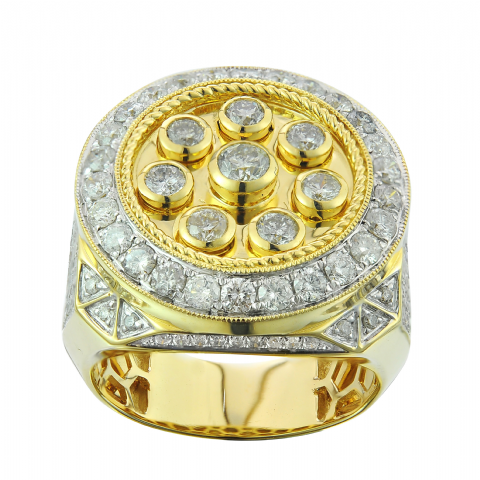 Diamond Men's Ring  2.99 ct, 10K Yellow Gold 14.5 g
