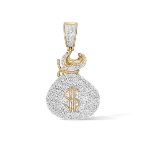 Diamond Money Bag Pendant  0.77 ct.  10K Yellow Gold