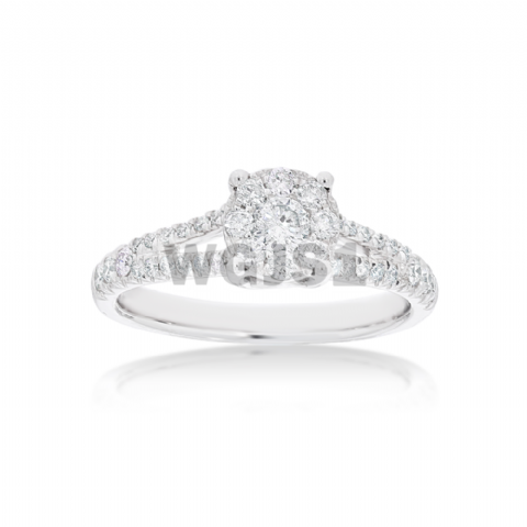 Diamond Engagement Ring Pave Set 0.60 ct. 14k White Gold