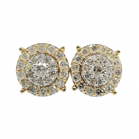 Diamond Circle Earrings 1.15ct 10k Yellow Gold