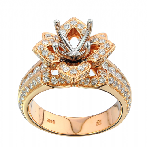 Diamond Engagement Mounting Ring 1.80 ct. 14K Rose Gold