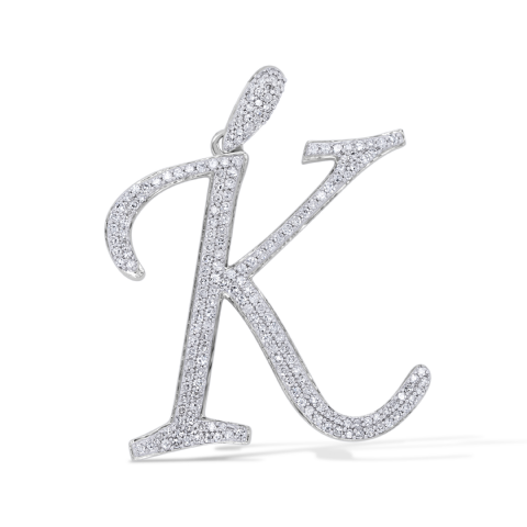 Diamond Letter K Pendant 0.45 ct. 10K White Gold